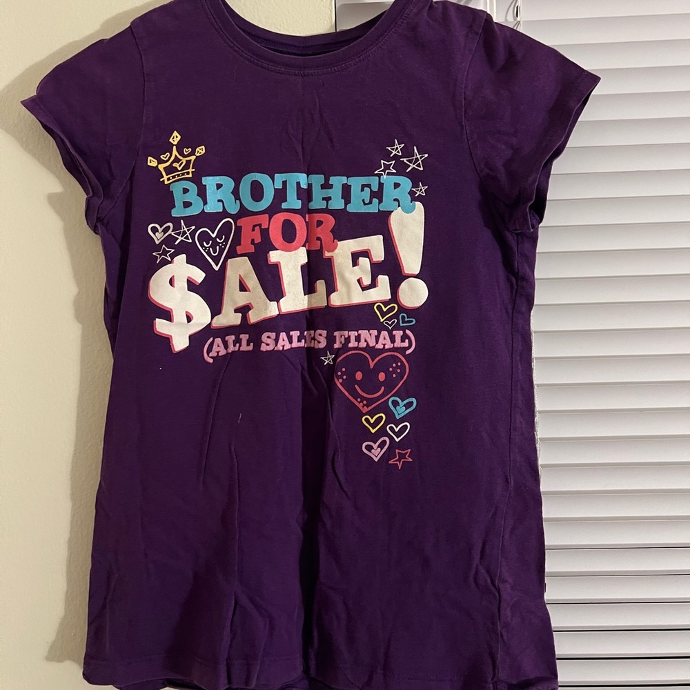 Kids purple “brother for sale” shirt